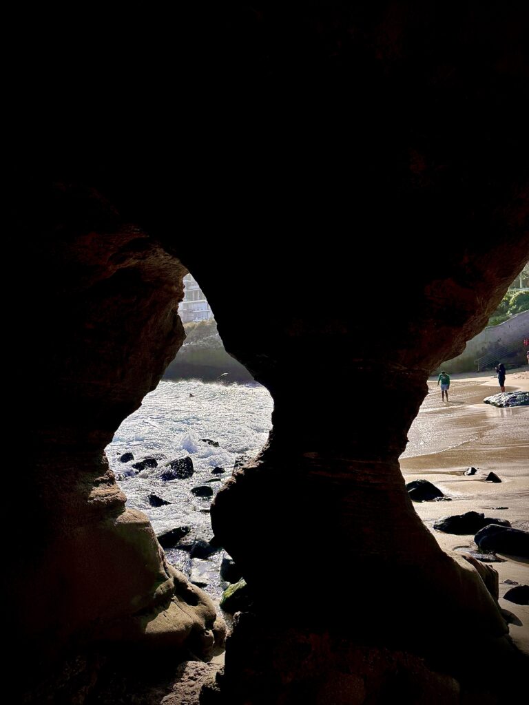 La Jolla beach cave with waves
