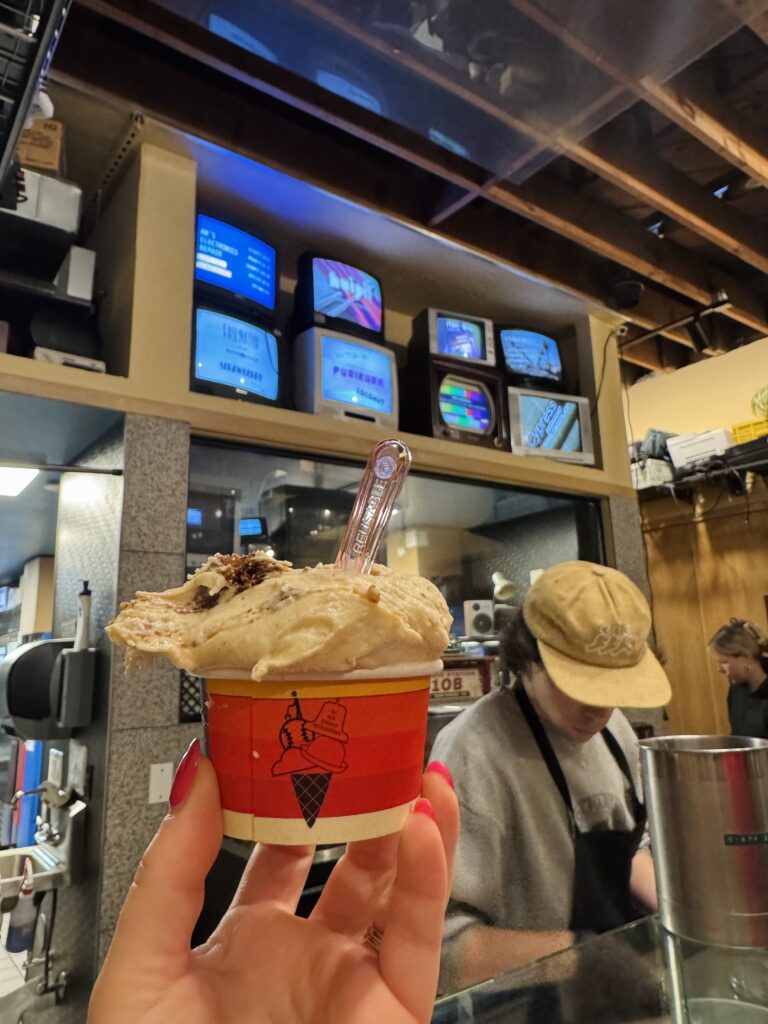 Icecream in front of tvs at An's electronics repair