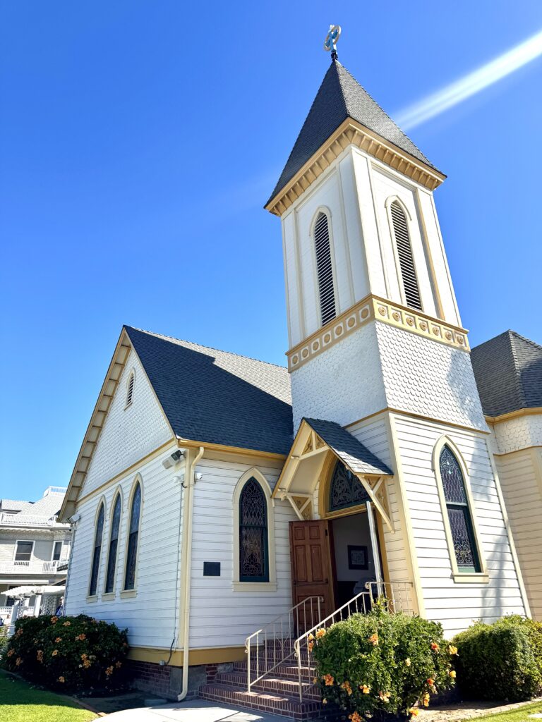White and yellow church in Coronado Island