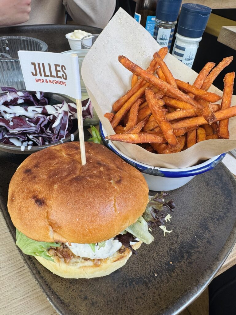 Pulled pork sandwich and sweet potato fries