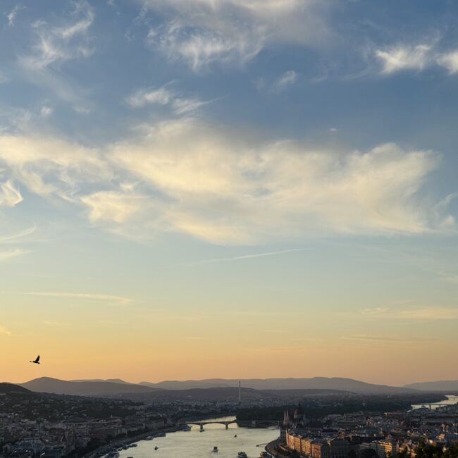 Citadella view point in Budapest Hungary and the Danube River