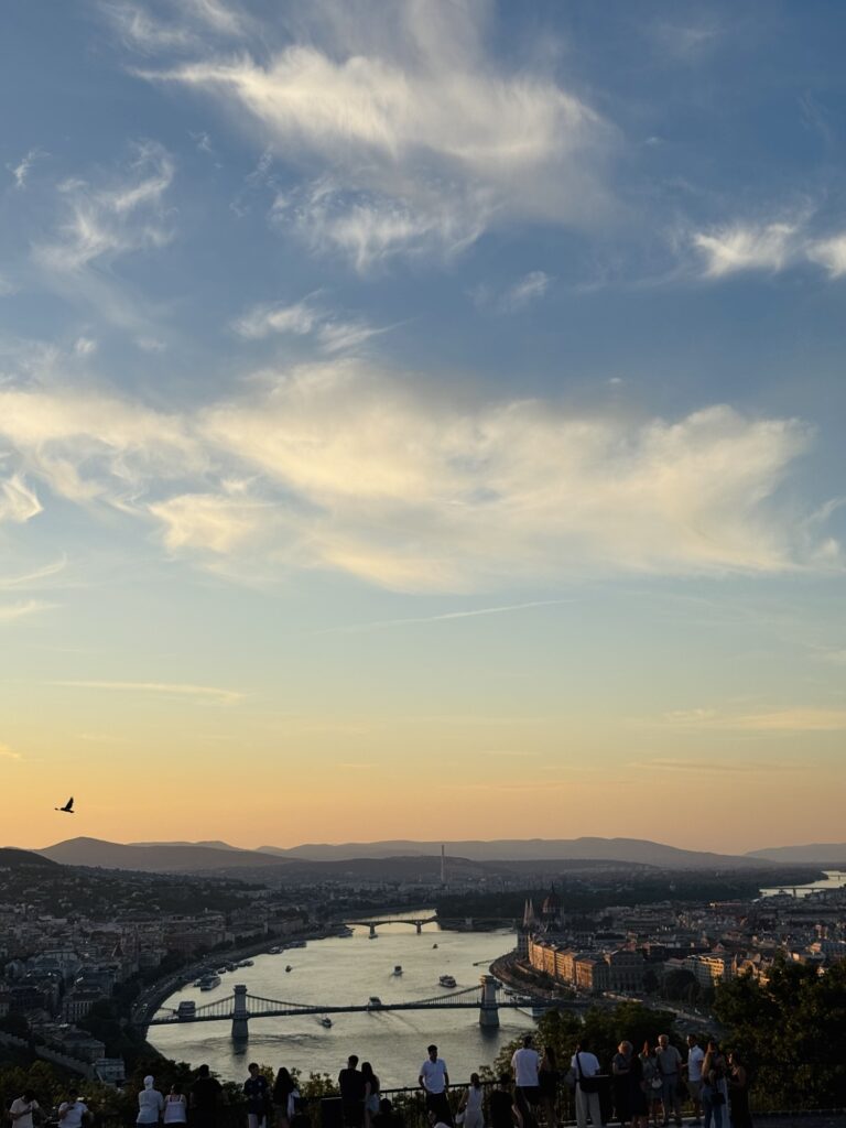 Citadella view point in Budapest Hungary and the Danube River