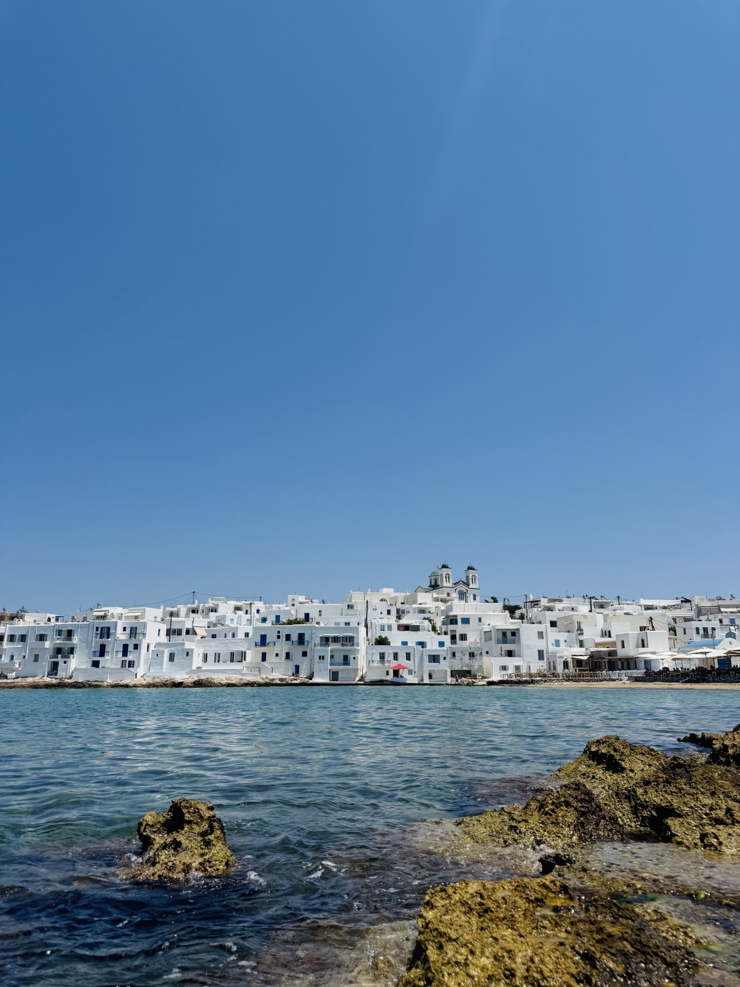 Naoussa Greece skyline from the water