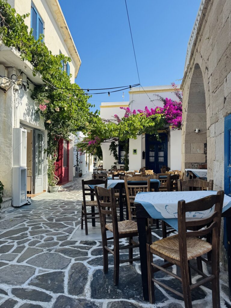 Plaka village in Milos Greece in the morning
