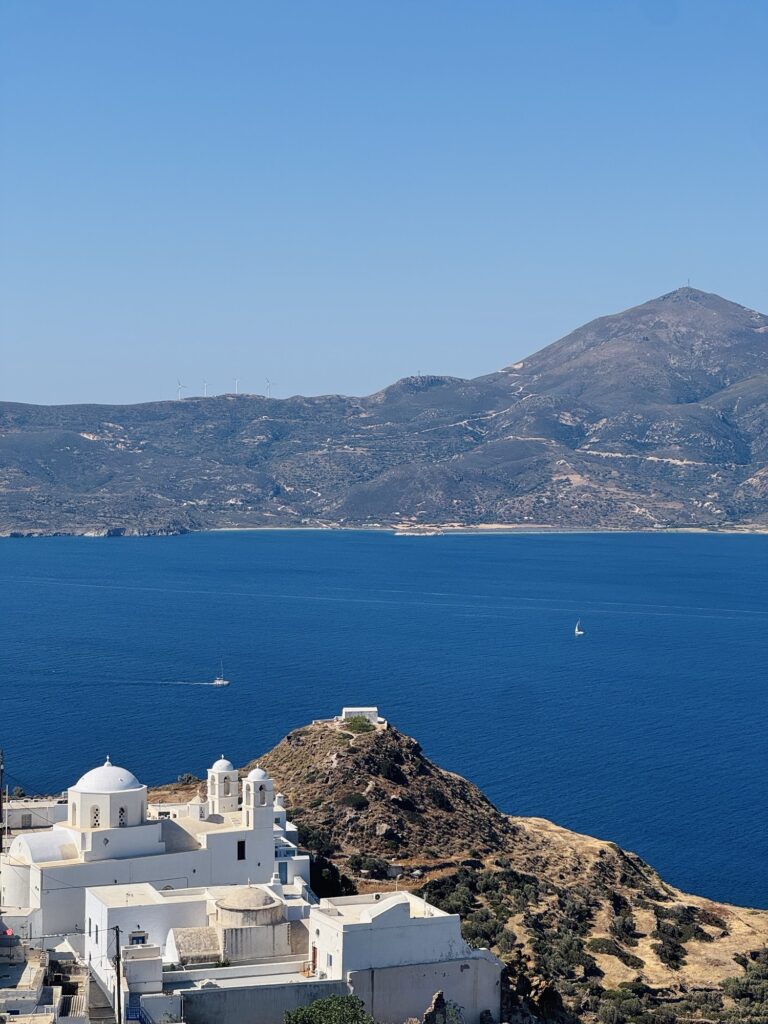 View of the Aegean sea from castle view point in Plaka