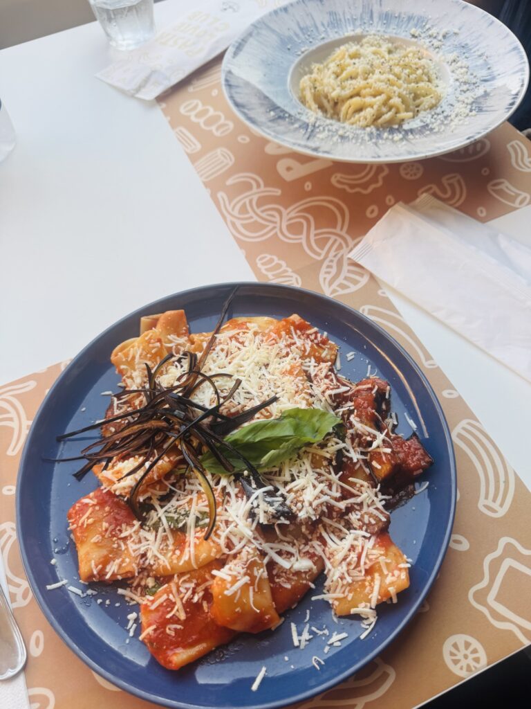 Pasta alla norma and cacio pepe in Sicily