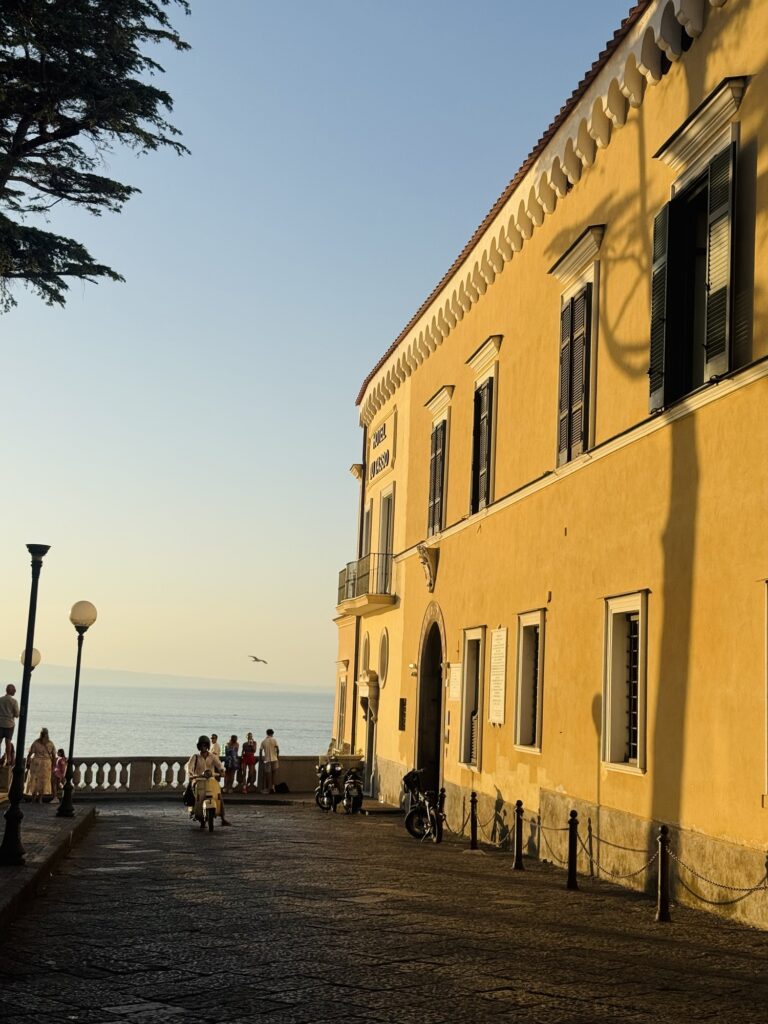 Yellow building and sea view in Sorrento