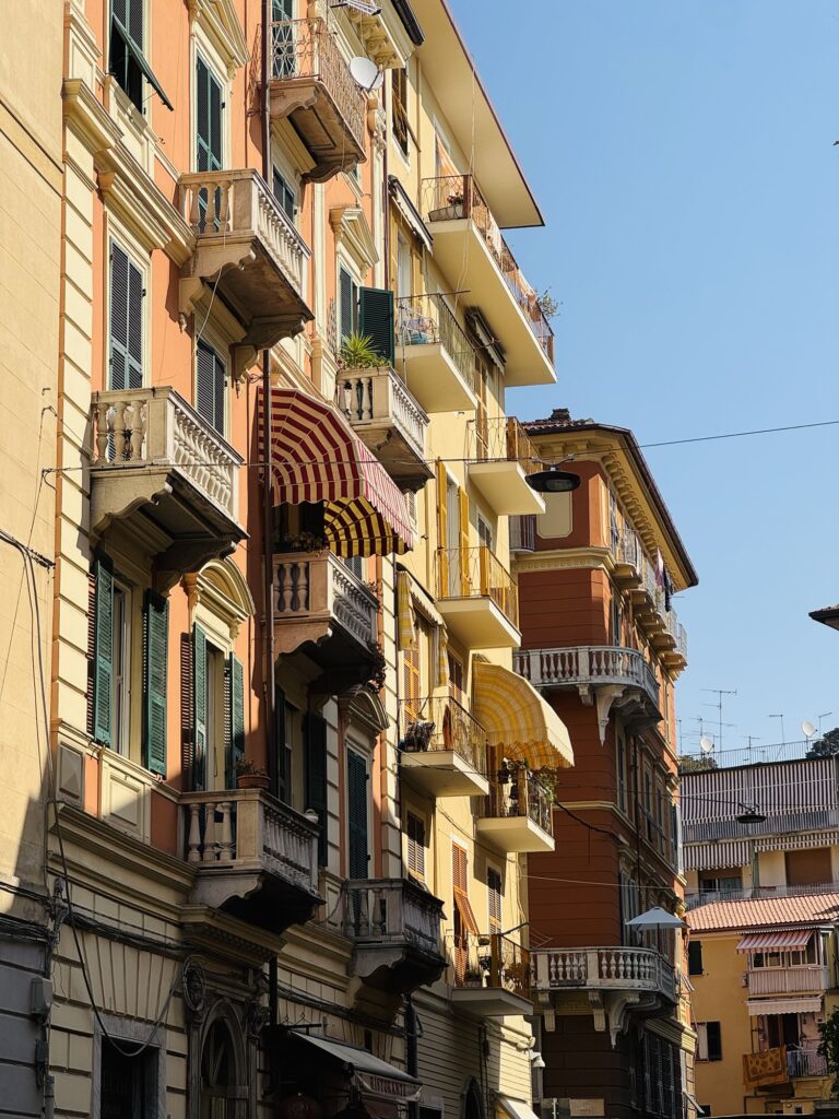 La Spezia with sun light on yellow building