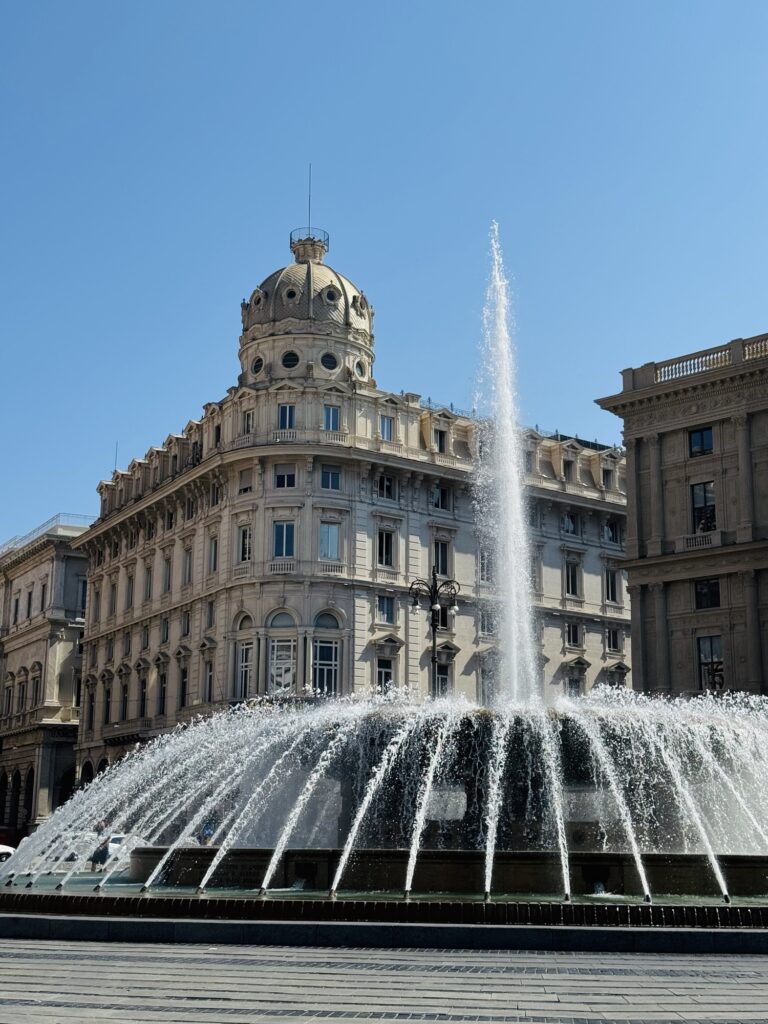 Fountain in Piazza Raffaele de Ferrari in Genoa Italy