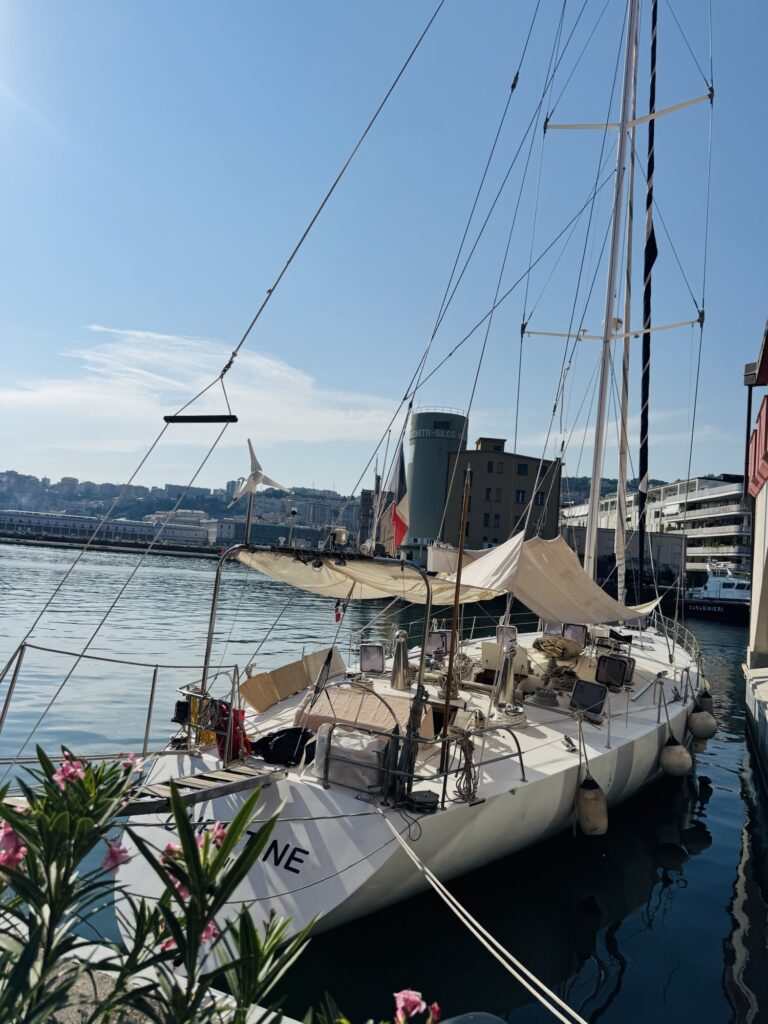 Sail boat in Porto Antico in Geneva Italy