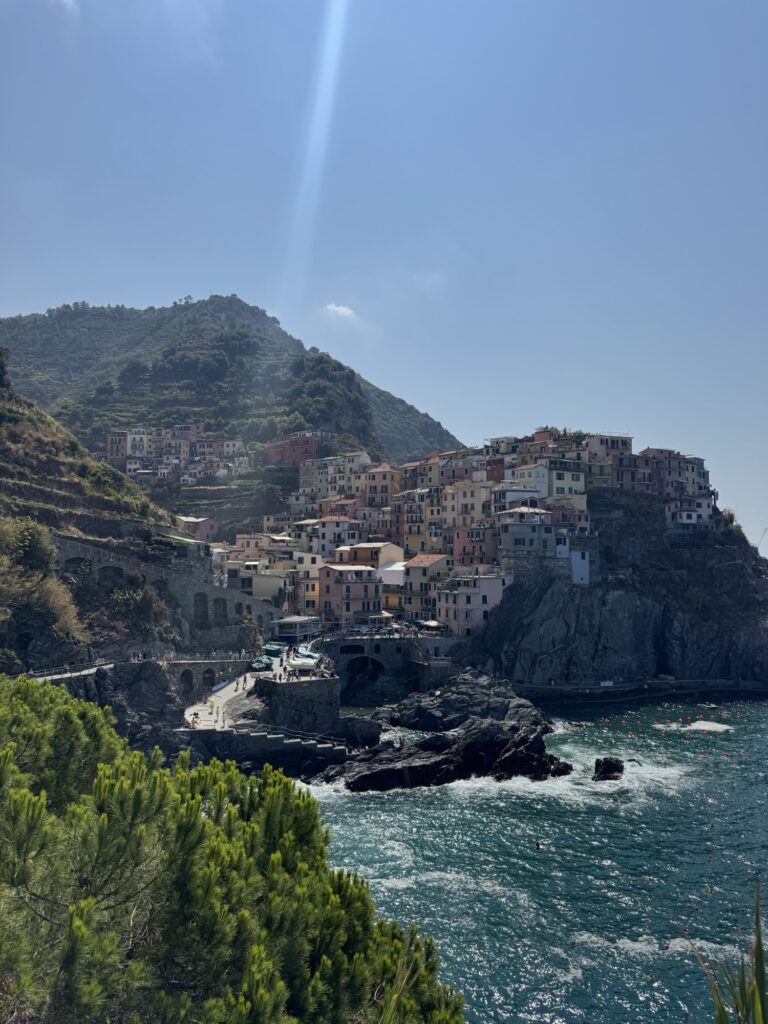 Manarola Village in Cinque Terre Italy on a sunny day