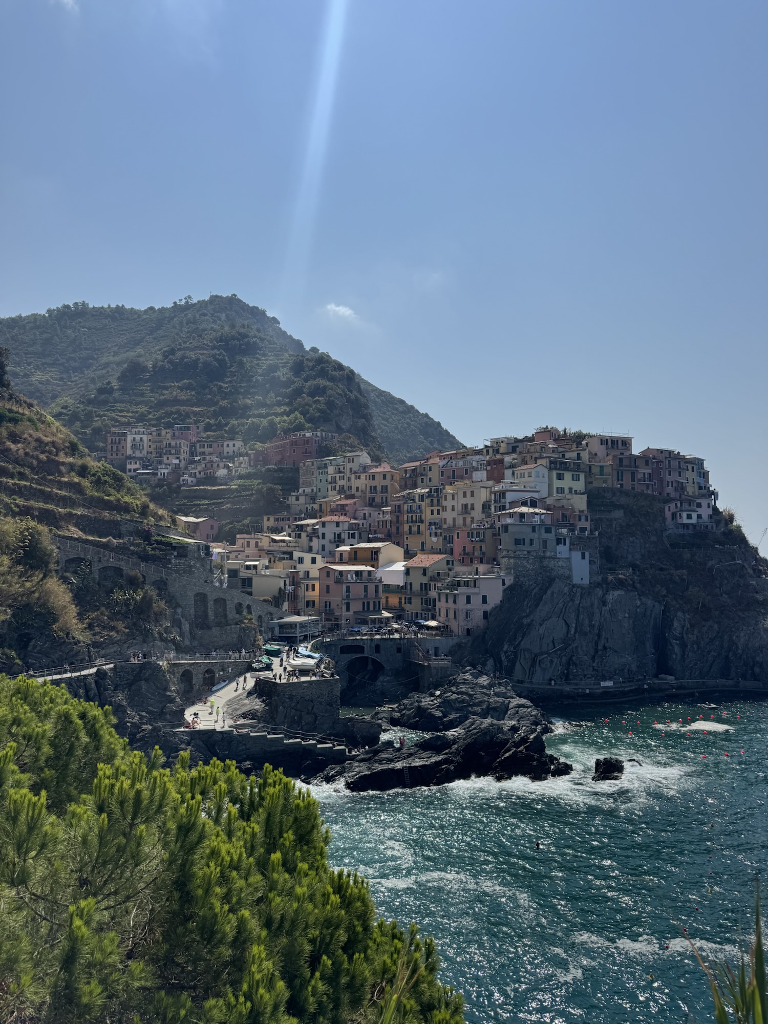 Manarola Village in Cinque Terre Italy on a sunny day