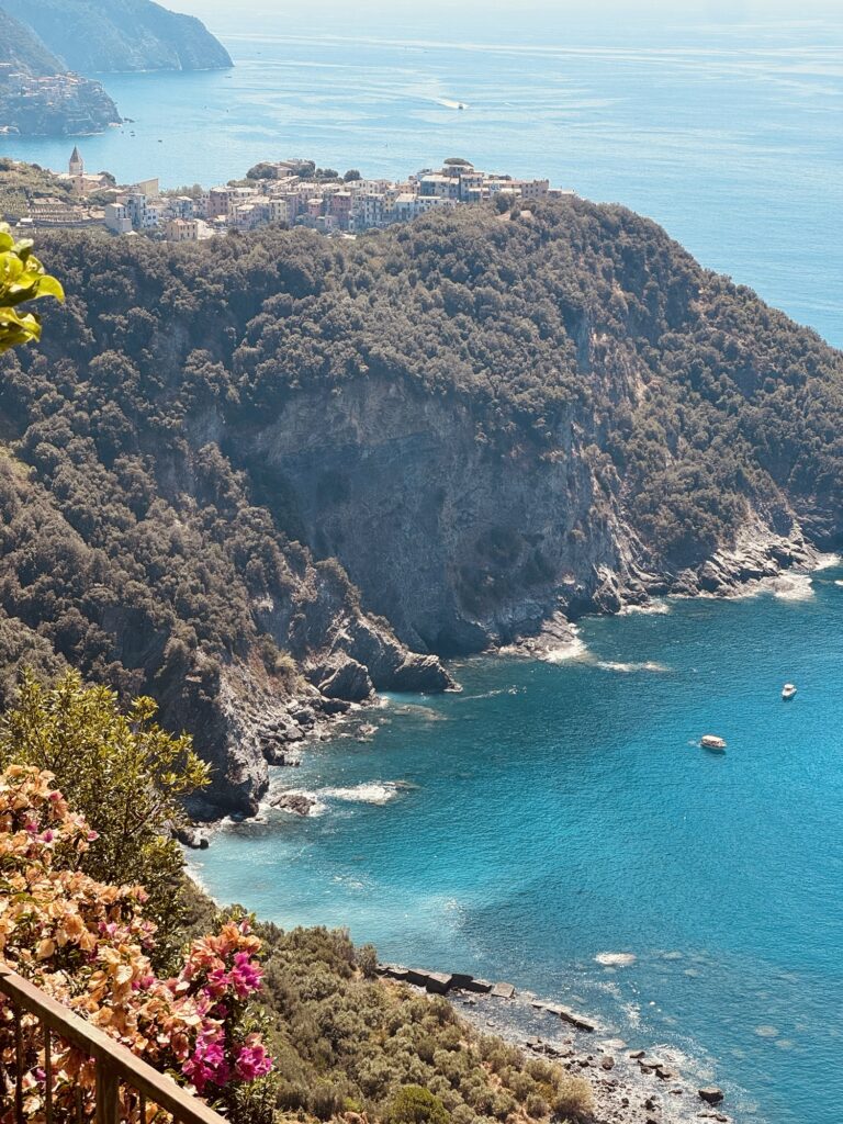 View of Corniglia from Sentiero Azzurro (Blue Trail) hike in Cinque Terre
